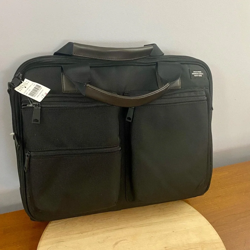 Jack Spade New York Messenger Bag Black Nylon Briefcase Laptop Business NWT